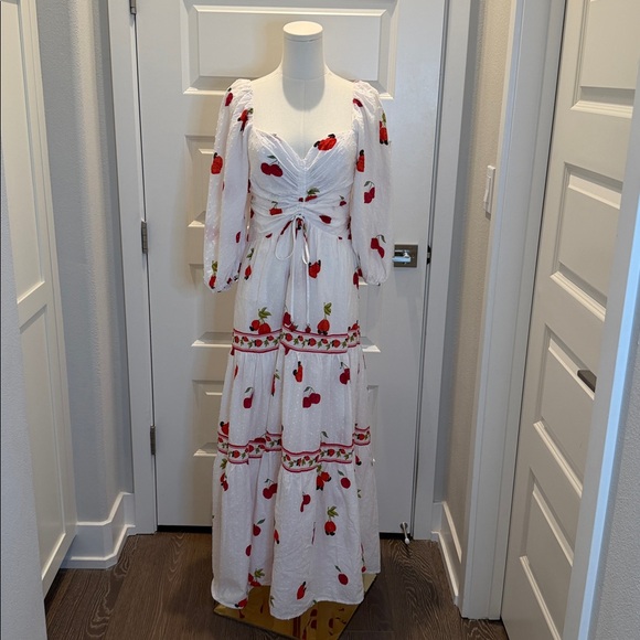 FARM Rio White Fruits Long Dress Size S - Picture 5 of 11